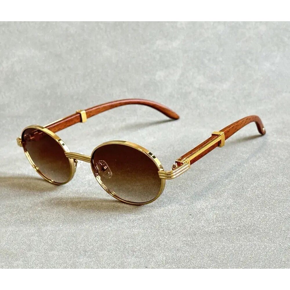 Oval Sunglasses Women 2024 Trendy Designer Wooden Sunglasses Men Luxury Fashion